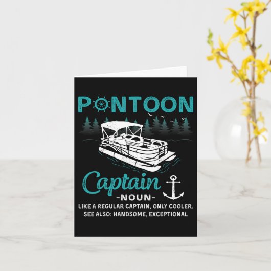 Pontoon Captain Definition Funny Pontoon Boat Boat カード (黄色い花)