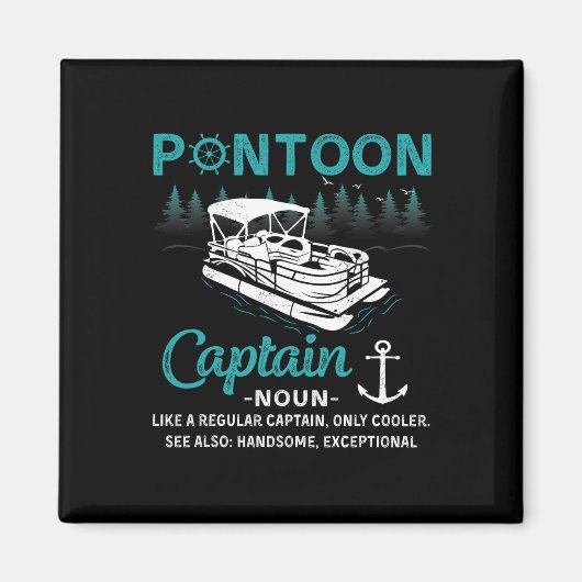 Pontoon Captain Definition Funny Pontoon Boat Boat マグネット (正面)