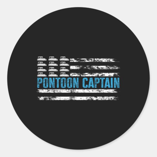 Pontoon Captain Funny Boating 4th Of Julypontoon B ラウンドシール (正面)
