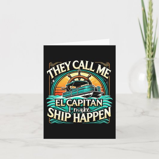 Pontoon Captain Men Pontoon Boat Captain Boating  カード (正面)