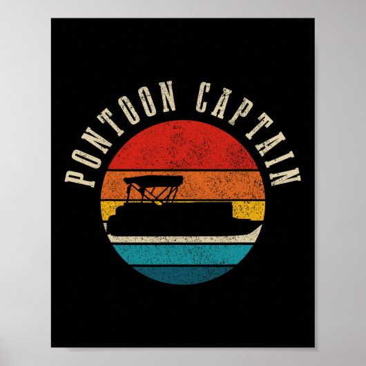 Pontoon Captain Vintage Pontooning Boating Boat Fu ポスター (正面)