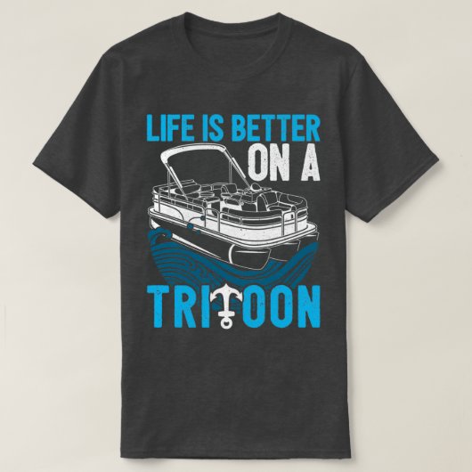 Pontoon First Mate Tritoon Boat Lovers Idea Gifts Tシャツ (デザイン正面)
