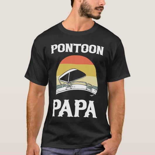 Pontoon Papa Pontoon Boating Boat Captain Tシャツ (正面)