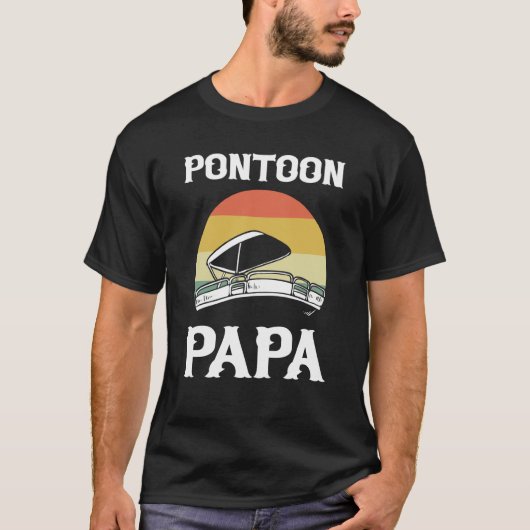 Pontoon Papa Pontoon Boating Boat Captain Tシャツ (正面)
