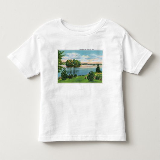 Pontoosuc湖の海岸線の眺め トドラーTシャツ (正面)