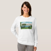 Pontoosuc湖の海岸線の眺め Tシャツ (正面フル)
