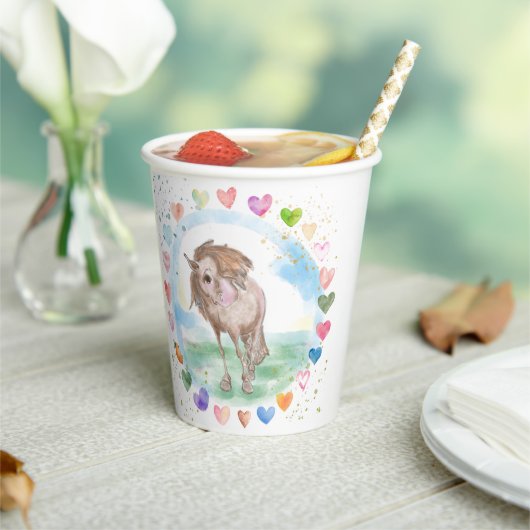 Pony Party Pappbecher, Pferdemotiv für Kinder 紙コップ (インサイチュ)
