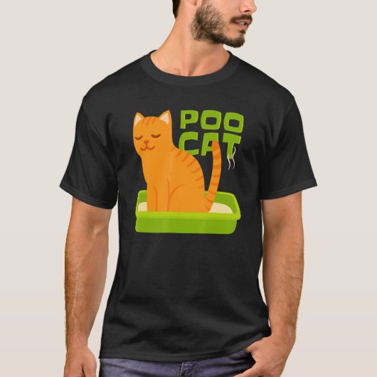 Poo Cat Litter Box Stinky Poo Tシャツ (正面)