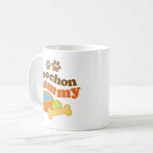 Poochonのお母さん犬の品種ギフト コーヒーマグカップ (正面左)