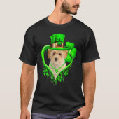 Poochon Dog St Patricks Day Lover Irish Shamrock Tシャツ (正面)