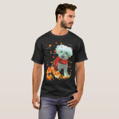 Poochon Fall Scarf - Dogs Autumn Leaves Tシャツ (正面フル)