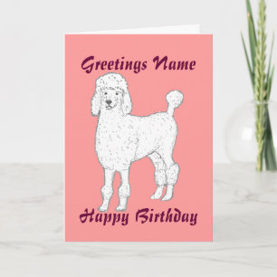 Poodleのカスタマイズ可能な誕生日カード名前を前に追加 カード