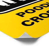 Poodleグラフィック(黒の上に白) ポスター (角)