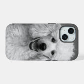 Poodle犬の写真の黒と白のパーソナル化可能 iPhone 15ケース (裏面横)