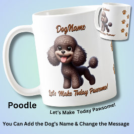 Poodle – 犬の名前の追加、変更文字 コーヒーマグカップ