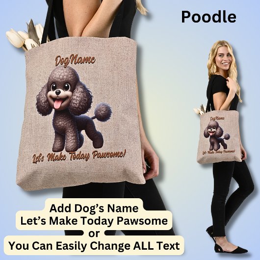 Poodle – 犬の名前の追加、変更文字 トートバッグ