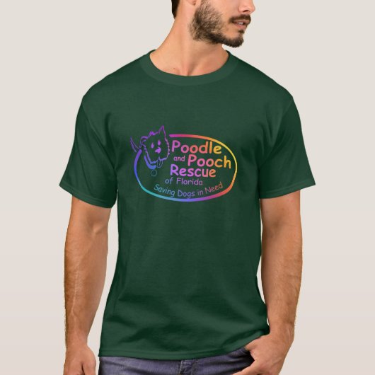 Poodle and Pooch Rescue of Florida Rainbow Gradien Tシャツ (正面)