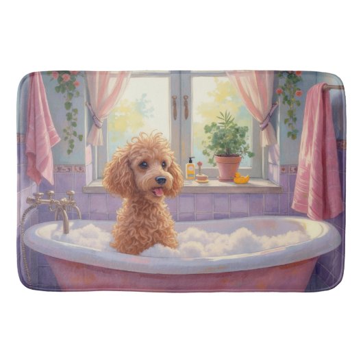 Poodle Bath Time Elegant Bathroom Decor バスマット (正面)