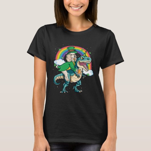 Poodle Beer Dino Rex Horn Rainbow Dog Tシャツ (正面)
