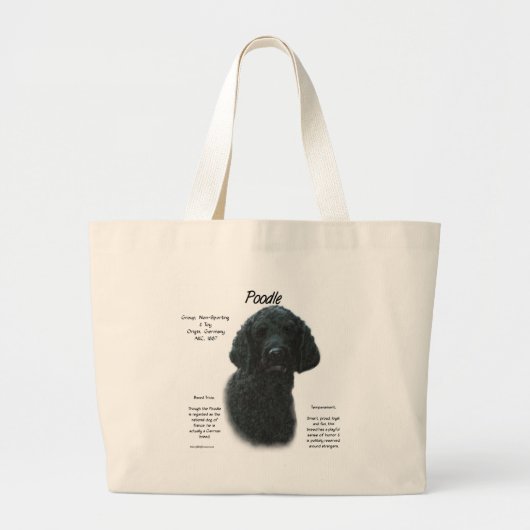 Poodle (blk)履歴デザイン ラージトートバッグ (正面)