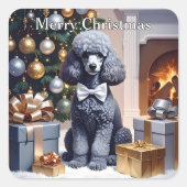 Poodle Christmas スクエアシール (正面)