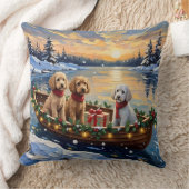 Poodle Christmas Boat Holiday クッション (ブランケット)