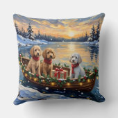 Poodle Christmas Boat Holiday クッション (裏面)