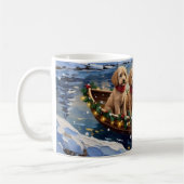 Poodle Christmas Boat Holiday コーヒーマグカップ (左)