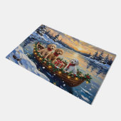 Poodle Christmas Boat Holiday ドアマット (アングル)