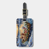 Poodle Christmas Boat Holiday ラゲッジタグ (正面縦)