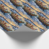 Poodle Christmas Boat Holiday ラッピングペーパー (角)