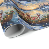 Poodle Christmas Boat Holiday ラッピングペーパー (ロールコーナー)