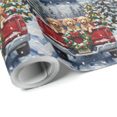 Poodle Christmas Red Truck Holiday ラッピングペーパー (ロールコーナー)