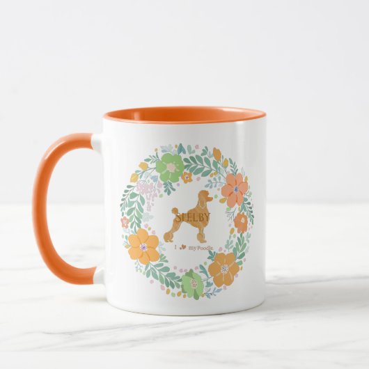 Poodle Custom Memorial Floral Mug with Photo マグカップ (左)