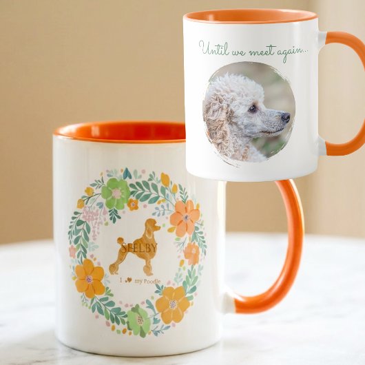 Poodle Custom Memorial Floral Mug with Photo マグカップ