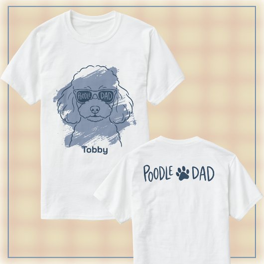 Poodle Dad Men's T‑Shirt Custom Name Gift Tシャツ