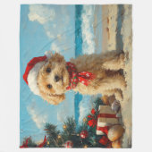 Poodle Dog Christmas Vintage Beach フリースブランケット (正面)