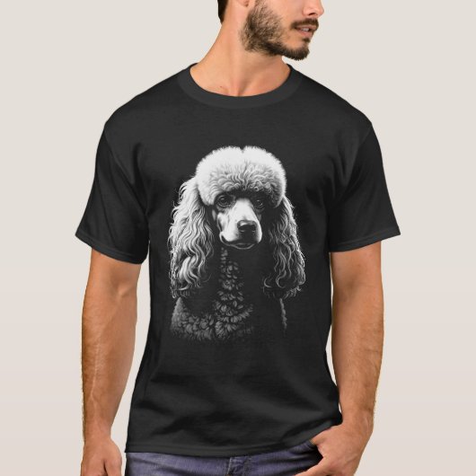 Poodle Dog Head Dark Art Black T-Shirt Tシャツ (正面)