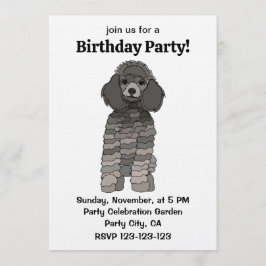 Poodle Dog Pet Birthday Party 招待状