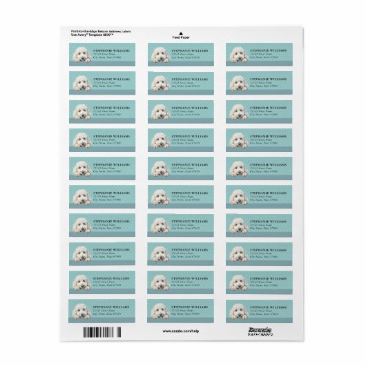 Poodle Dog Return Address Labels ラベル (フルシート)