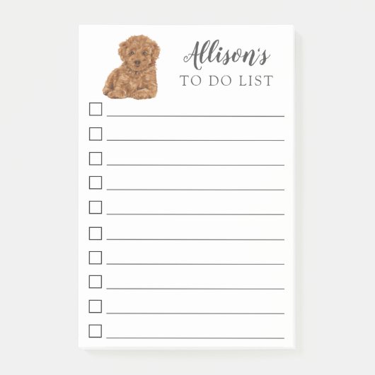 Poodle Dog To List Post-Itパーソナライズされたのメモ ポストイット (正面)