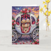 Poodle Dog Valentine's Day  カード (黄色い花)