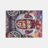 Poodle Dog Valentine's Day  フリースブランケット (正面(横))