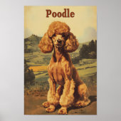 Poodle Dog Vintage Art ポスター (正面)