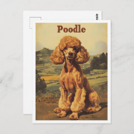 Poodle Dog Vintage Art ポストカード