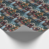 Poodle Dogs Christmas Snow Holiday ラッピングペーパー (角)