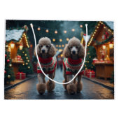 Poodle Dogs Christmas Snow Holiday  ラージペーパーバッグ (裏面)