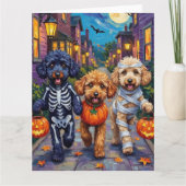 Poodle Dogs Trick-or-Treating Halloween Costumes カード (正面)