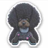 Poodle Gamer With Joystick  シール (正面)