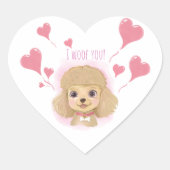 Poodle Gift Wrap Sticker • Valentine I Woof You! ハートシール (正面)